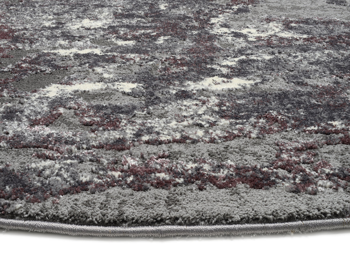 OCI Teppich JUWEL LIRAY aubergine-beige Rund weicher Shaggy Hochlor Langflor Teppich