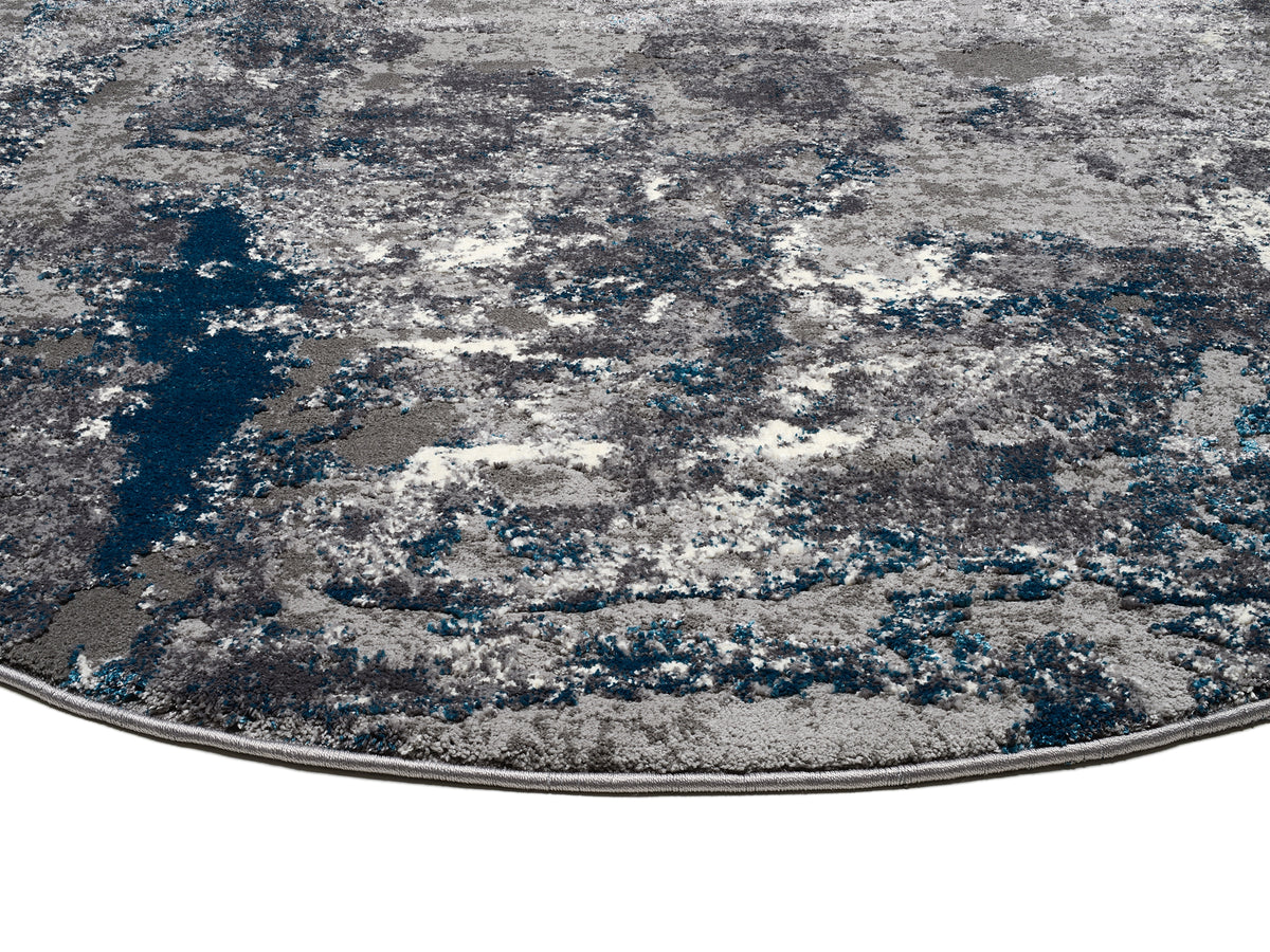 OCI Teppich JUWEL LIRAY grau-petrol Rund weicher Shaggy Hochlor Langflor Teppich