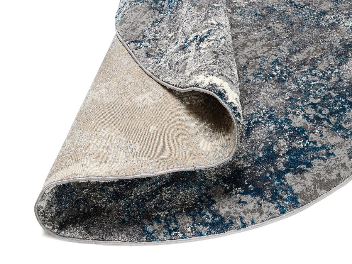 OCI Teppich JUWEL LIRAY grau-petrol Rund weicher Shaggy Hochlor Langflor Teppich