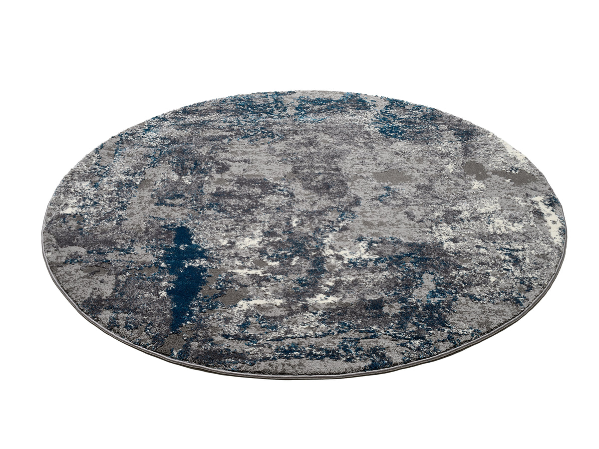 OCI Teppich JUWEL LIRAY grau-petrol Rund weicher Shaggy Hochlor Langflor Teppich