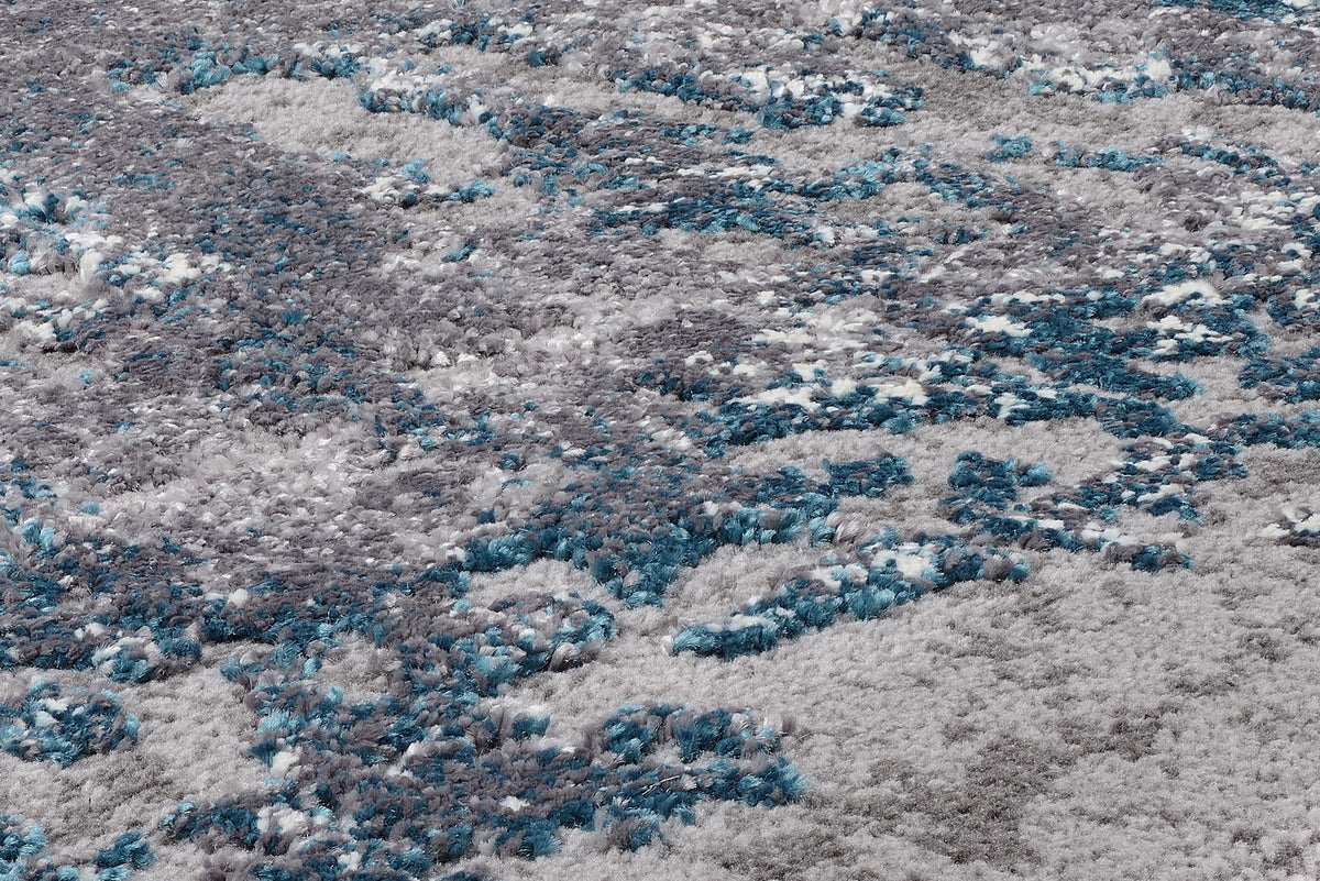 OCI Teppich JUWEL LIRAY grau-petrol Rund weicher Shaggy Hochlor Langflor Teppich