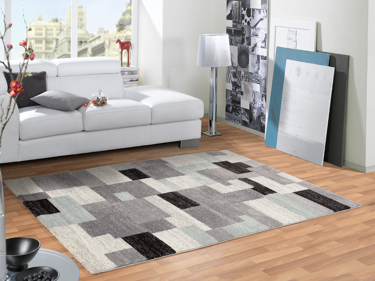 OCI Teppich STEADY ALLOVER grau-blau moderner Designer Teppich Öko-Tex