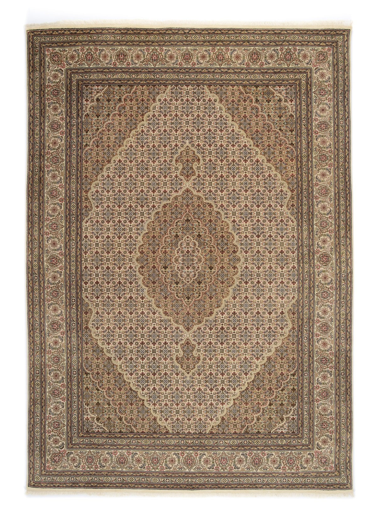 OCI Teppich CAVARI MAHI creme-creme echter klassischer Orient-Teppich handgeknüpft