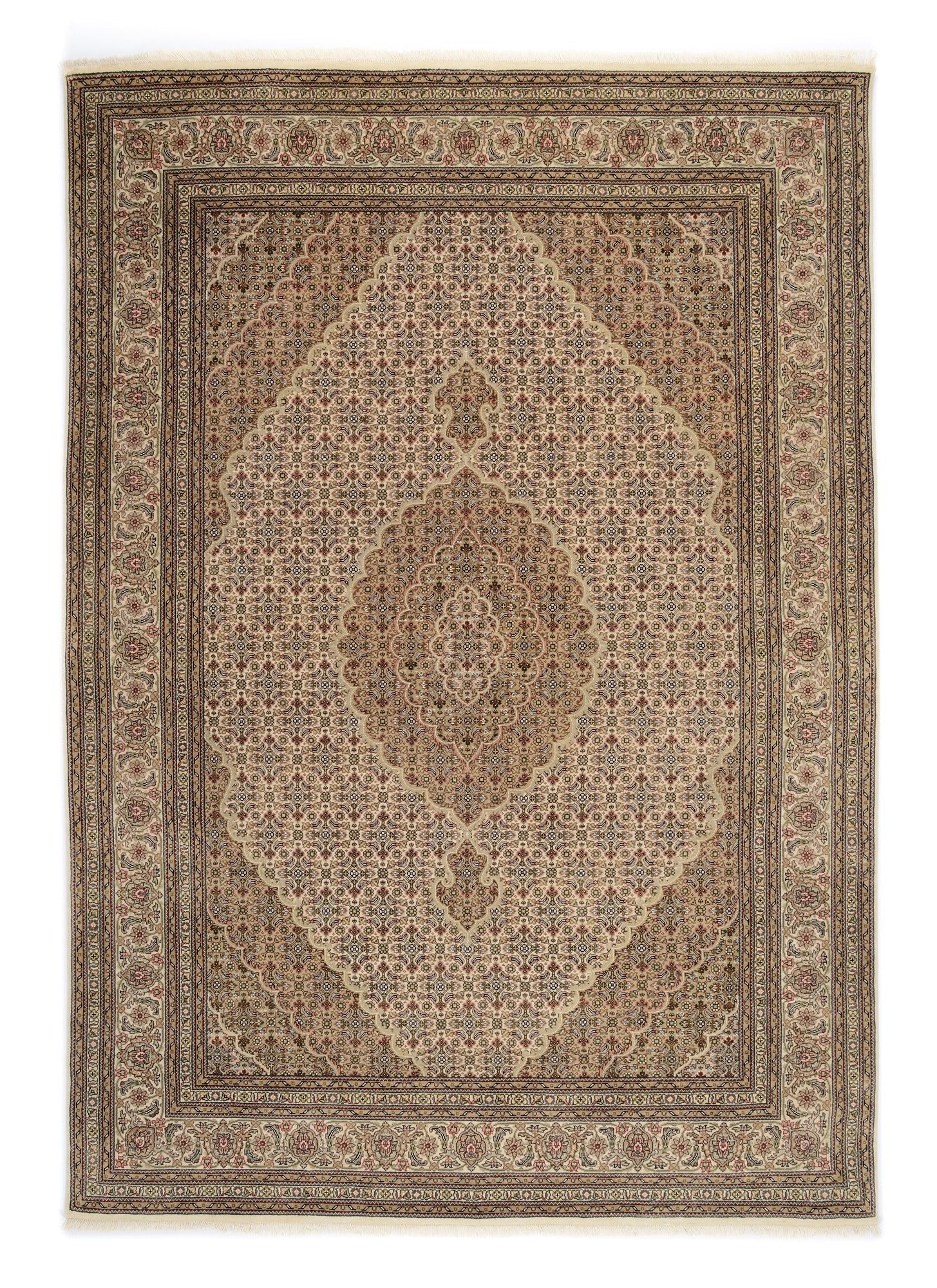 OCI Teppich CAVARI MAHI creme-creme echter klassischer Orient-Teppich handgeknüpft