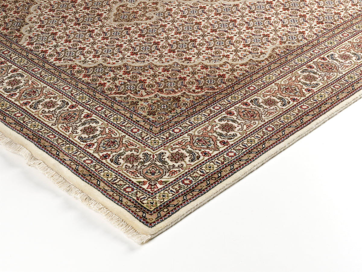 OCI Teppich CAVARI MAHI creme-creme echter klassischer Orient-Teppich handgeknüpft