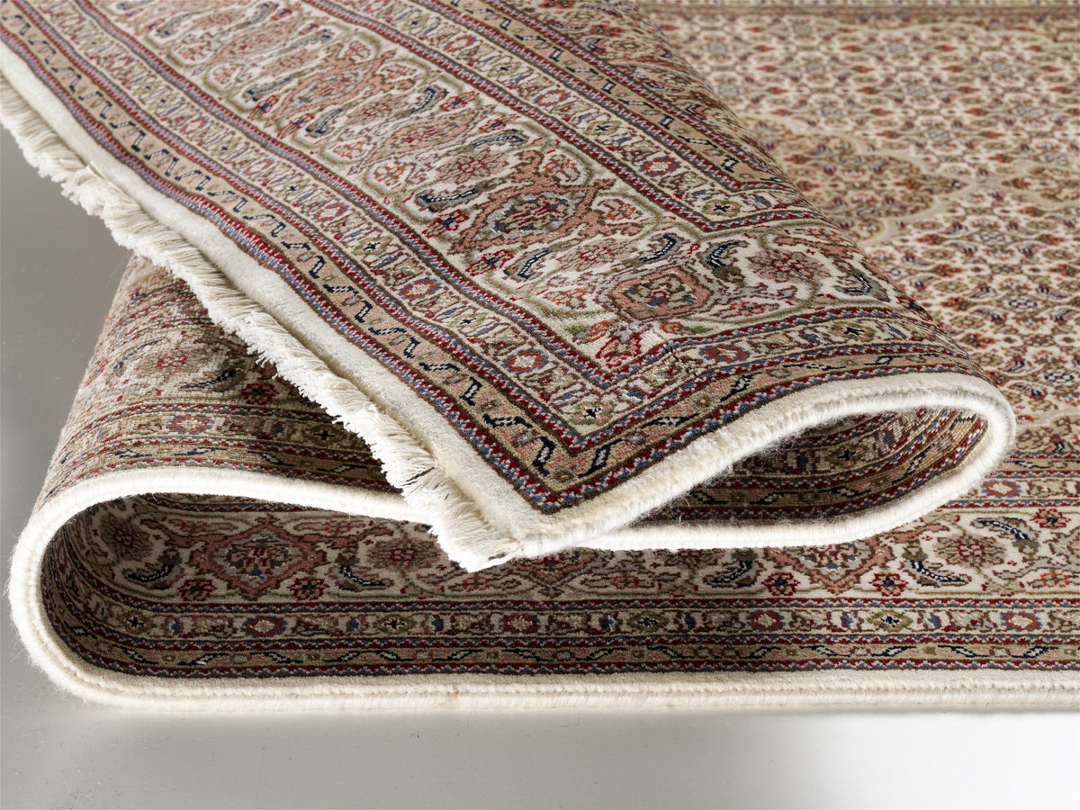 OCI Teppich CAVARI MAHI creme-creme echter klassischer Orient-Teppich handgeknüpft