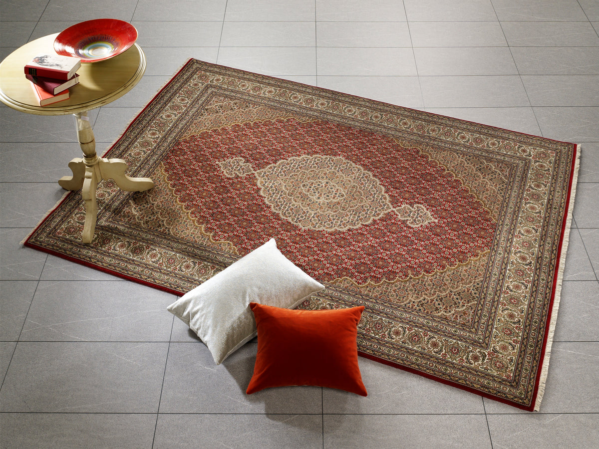 OCI Teppich CAVARI MAHI rot-creme echter klassischer Orient-Teppich handgeknüpft