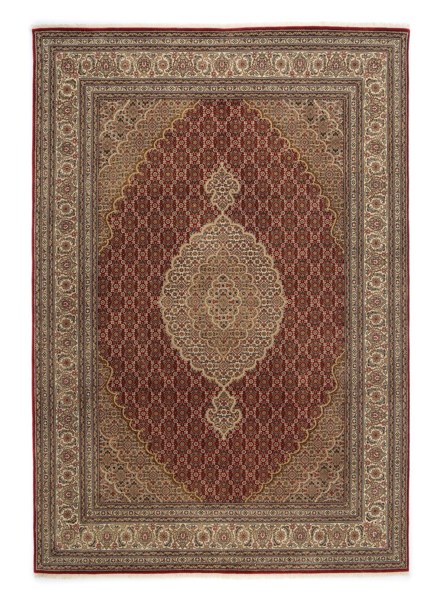 OCI Teppich CAVARI MAHI rot-creme echter klassischer Orient-Teppich handgeknüpft