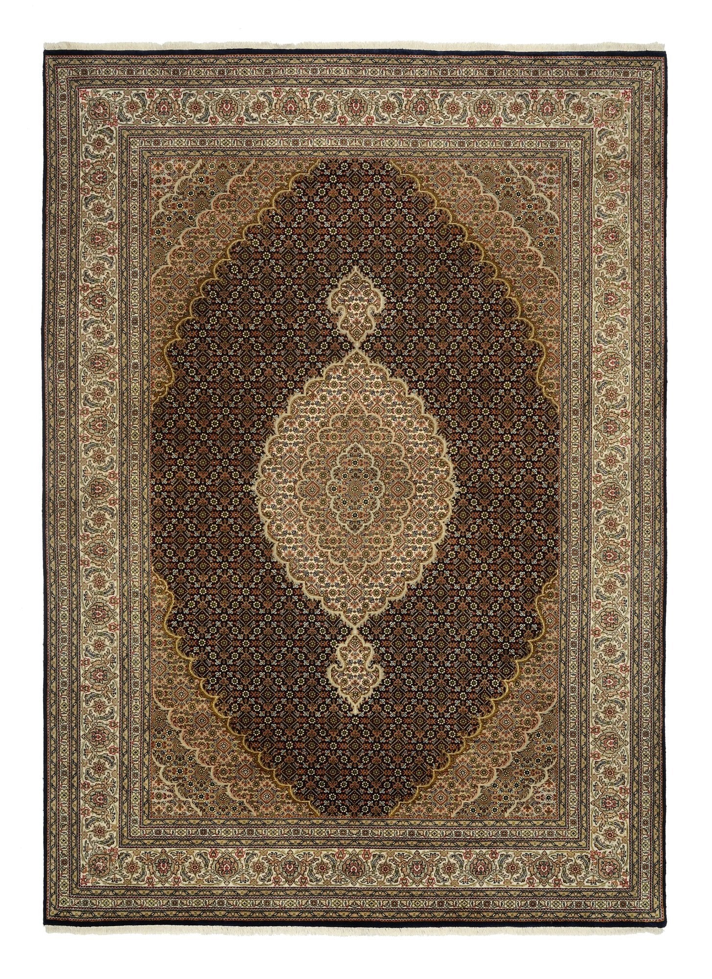 OCI Teppich CAVARI MAHI schwarz-creme echter klassischer Orient-Teppich handgeknüpft