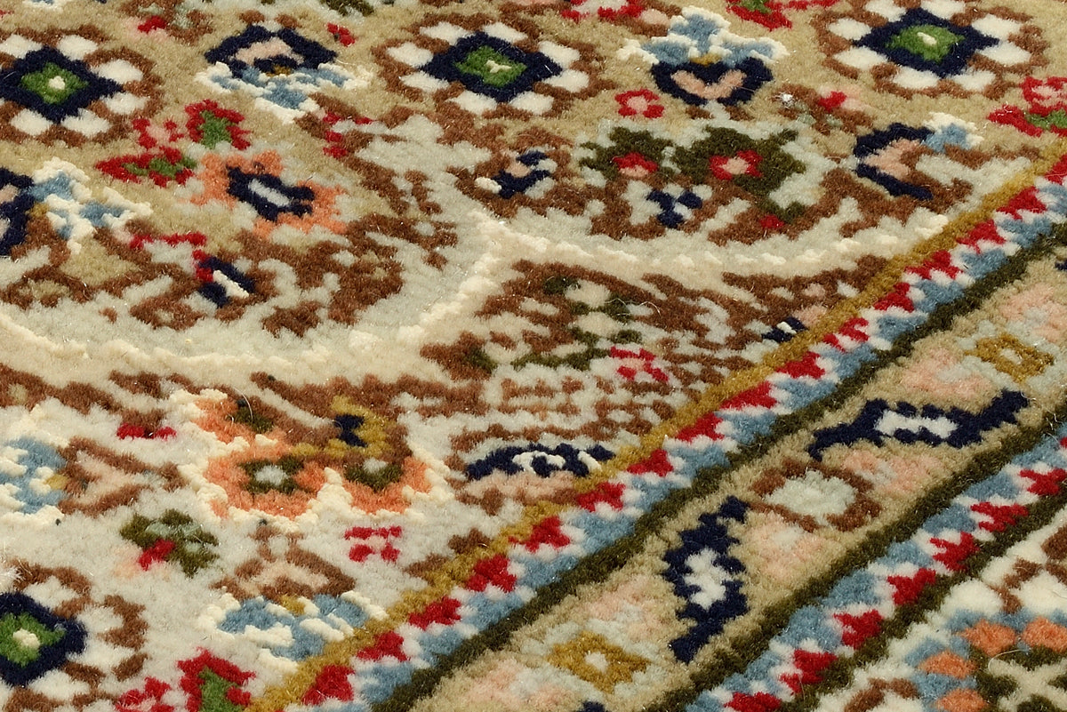 OCI Teppich CAVARI MAHI schwarz-creme Läufer echter klassischer Orient-Teppich handgeknüpft