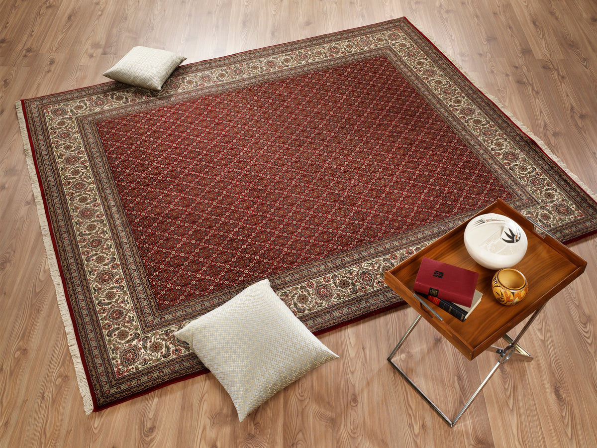 OCI Teppich CAVARI HERATI rot-creme echter klassischer Orient-Teppich handgeknüpft