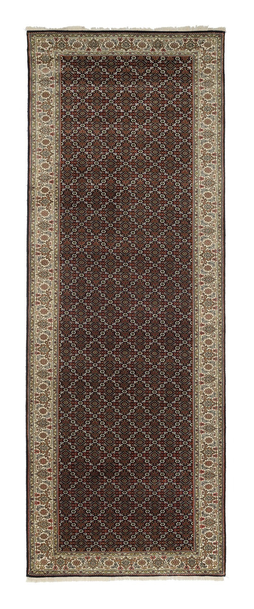 OCI Teppich CAVARI HERATI schwarz-creme Läufer echter klassischer Orient-Teppich handgeknüpft
